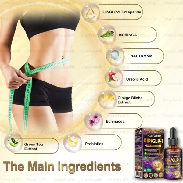 𝑪𝒓𝒂𝒛𝒚𝑳𝒆𝒂𝒇® Tirzepatide 𝗚𝗜𝗣/𝗚𝗟𝗣-𝟭 𝗗𝘂𝗮𝗹-𝗔𝗰𝘁𝗶𝗼𝗻 𝑺𝒍𝒊𝒎𝒎𝒊𝒏𝒈 & 𝑯𝒆𝒂𝒍𝒕𝒉 𝑩𝒐𝒐𝒔𝒕 𝑫𝒓𝒐𝒑𝒔